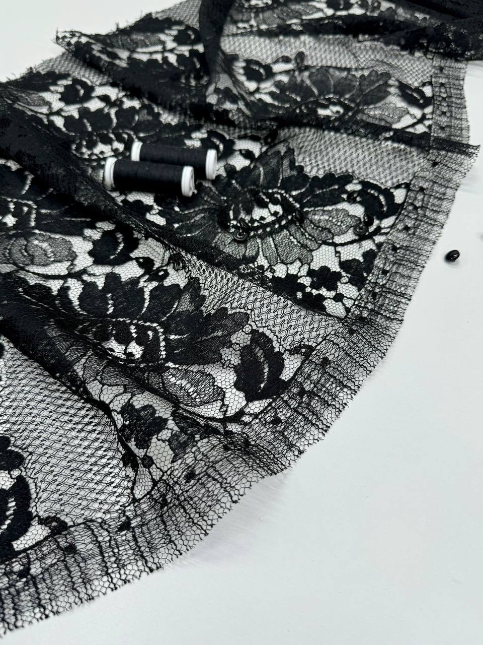 Кружевное полотно, черное, вискоза 50% п\а 50%, шир 35 см