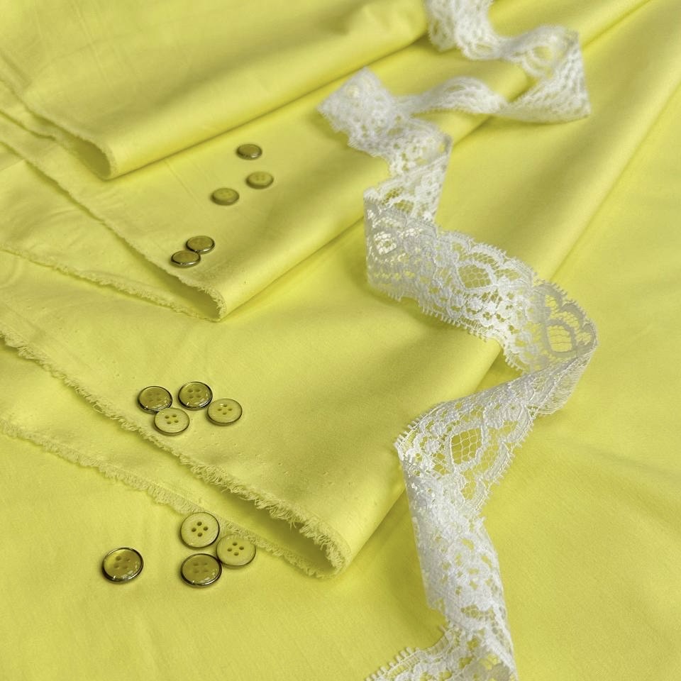 Рубашечно-плательная лимонная хлопок эластан шир 144