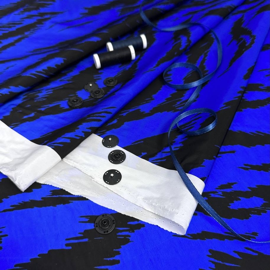 плащевая ДГ черно синяя полиэстер 100% шир 135 см