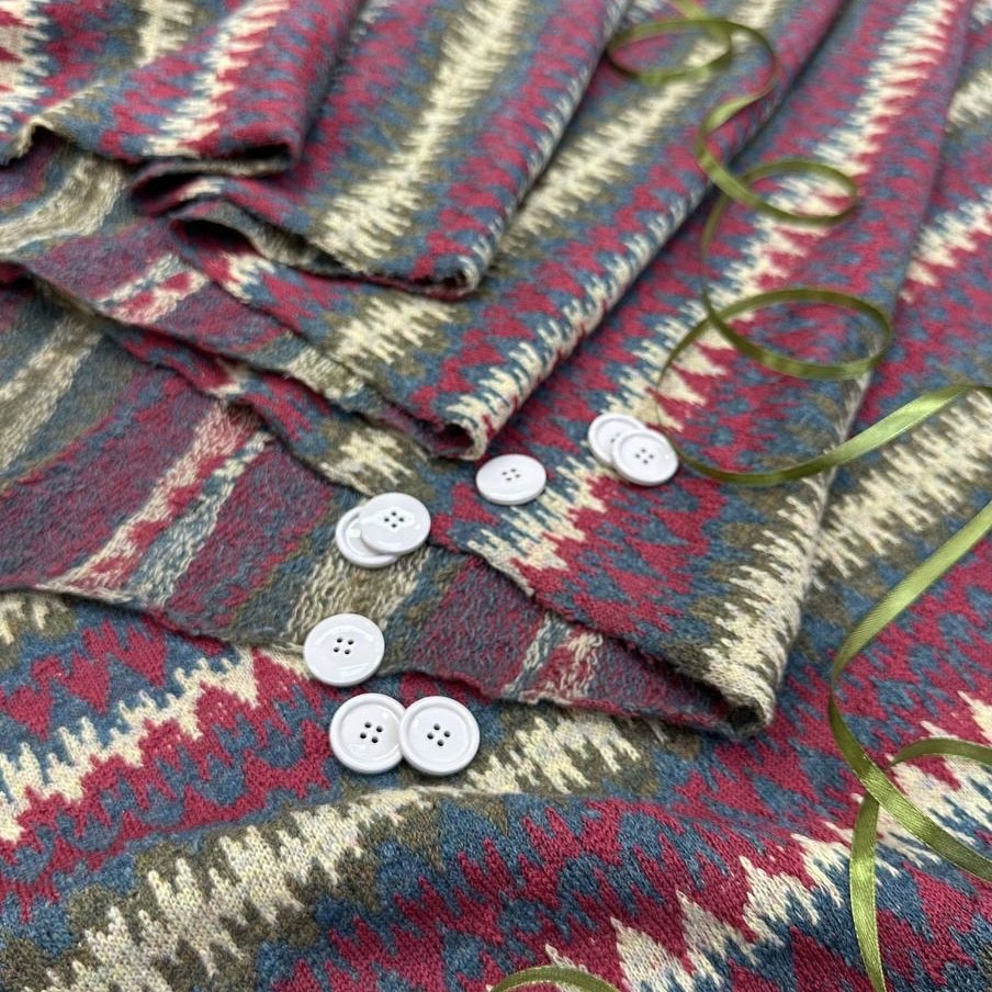 Трикотажное полотно Миссони песочная красн зел шир 145 см.