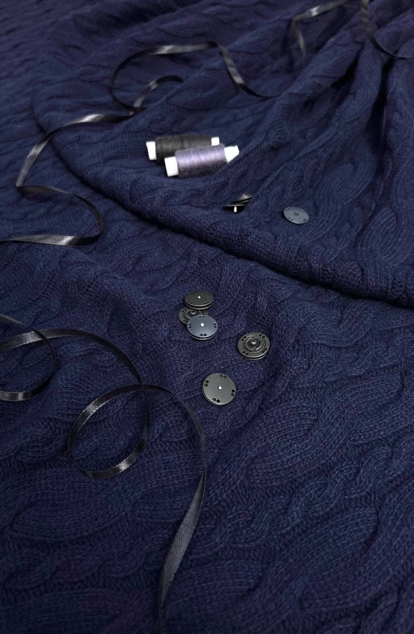 Трикотажное полотно шерсть ш 130 см. Темно-синее