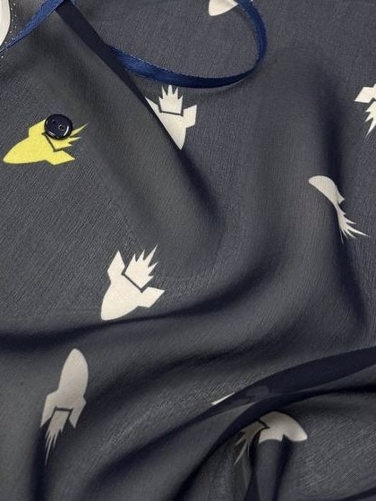 Шелк шифон/синий,белый,желтый шир 140 см